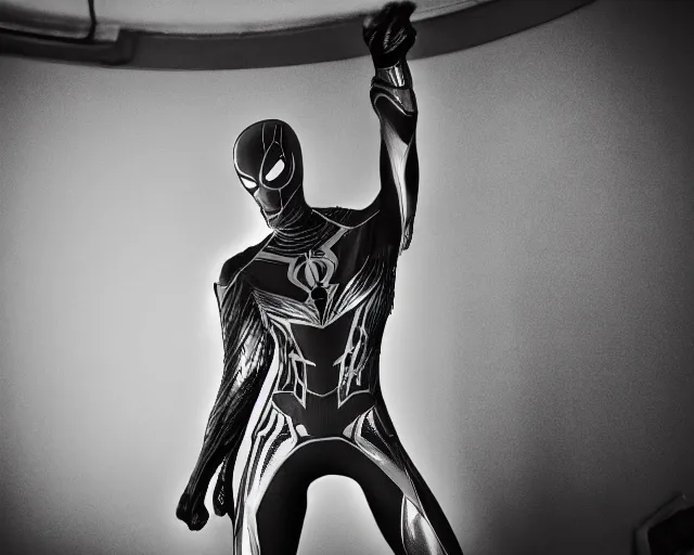 Image similar to iron spider suit, lomography lady grey