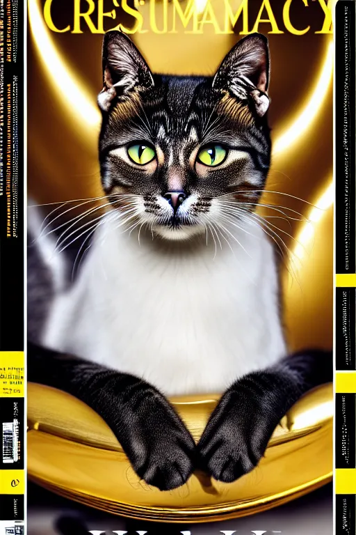 Image similar to extremely beautiful cat, symmetrical, cinematic, elegant, luxury, chrome, real photography, 4 k, ultra hd, national geographic journal cover