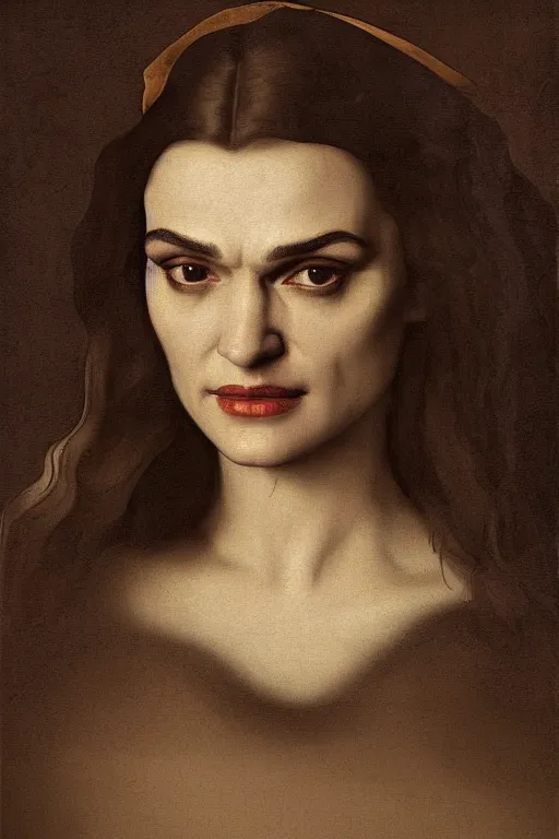 Image similar to true to life portrait en buste of rachel weisz by johannes vermeer, baroque, dark moody colors, highly detailed, artstation, illustration