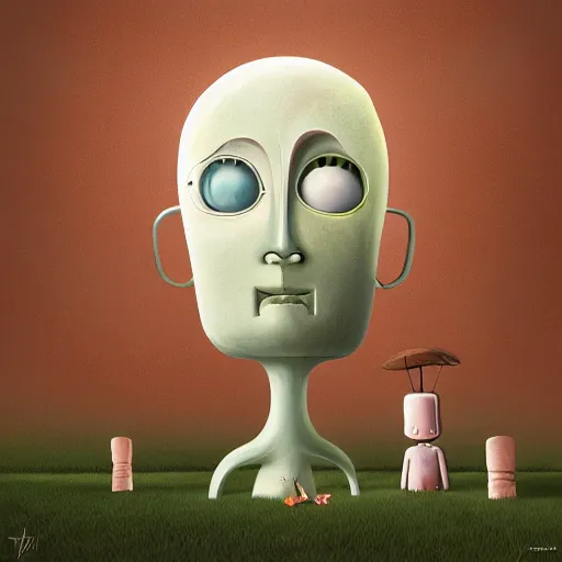 Prompt: gediminas pranckevicius paranoid android illustration