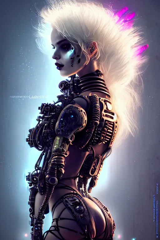 Prompt: soft lustrous ivory ebony raver gutter punk gothic cyborg, golden ratio, flowerpunk, details, scifi, fantasy, cyberpunk, intricate, decadent, highly detailed, digital painting, octane render, artstation, concept art, smooth, sharp focus, illustration, art by artgerm, loish, wlop