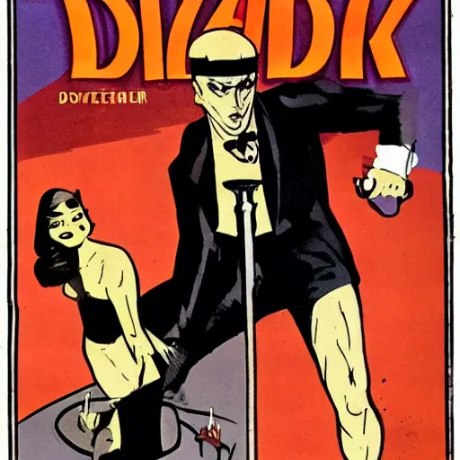 Prompt: danger diabolik on the cover of a pulp detective book