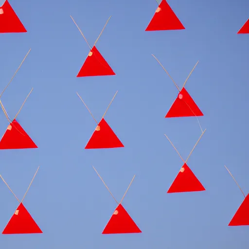 Prompt: flying red triangles