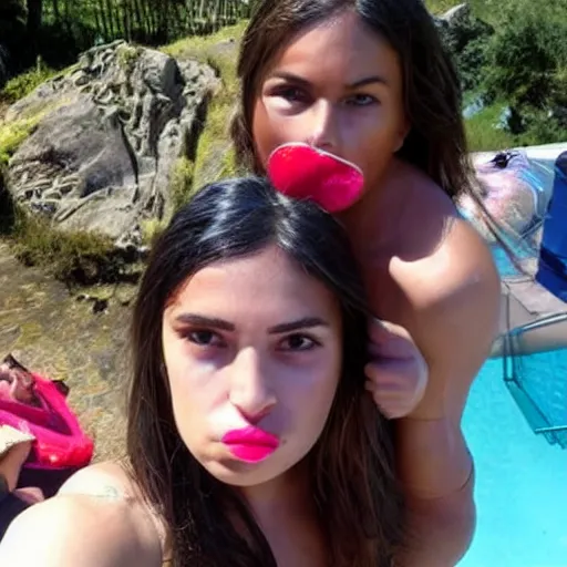 Image similar to tu hermana en tanga selfie duckface