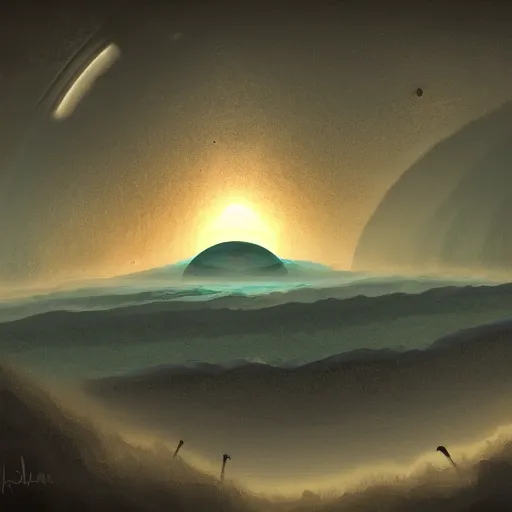 Image similar to No Man's Sky, planet landscape, height quality digital painting