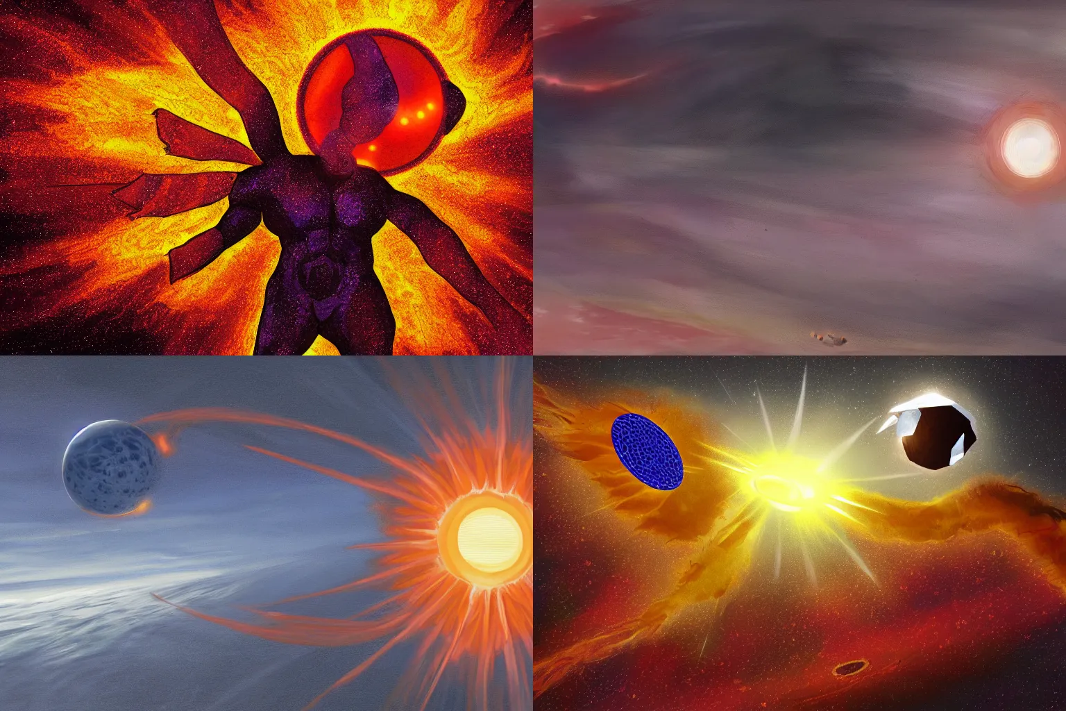 Prompt: Digital art painting depicting Kopernik stopping the sun itself