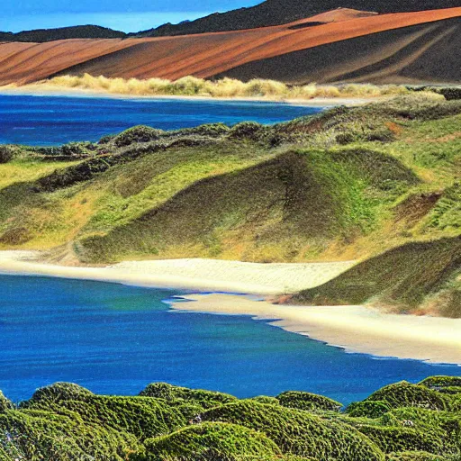 Image similar to sandtrails hokianga, spectacular land, sand and seascapes of the hokianga sand dunes & mitimit digital art, traditional maori