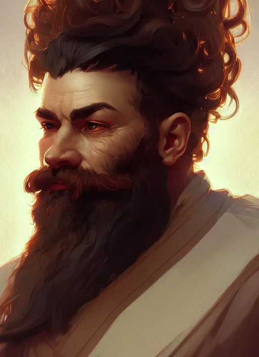 Prompt: symmetry!! portrait of a dnd dwarf no hair and big bushy beard, intricate, elegant, highly detailed, digital painting, artstation, concept art, smooth, sharp focus, illustration, art by artgerm and greg rutkowski and alphonse mucha