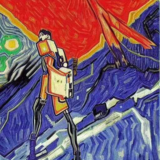 Prompt: neon genesis evangelion, by van gogh