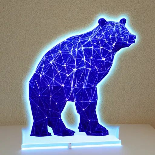 Prompt: a bear painted with laser 3 d hologram