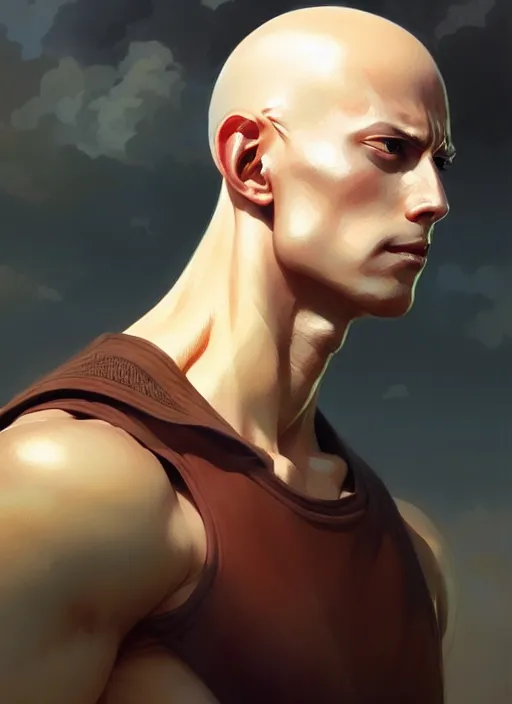 Image similar to ultra realistic illustration, handsome saitama. intricate, highly detailed, digital painting, artstation, concept art, smooth, sharp focus, illustration, art by artgerm and greg rutkowski and alphonse mucha and wlop