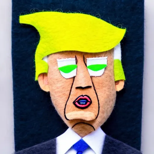 Prompt: detailed felt caricatures of trump suppoerters