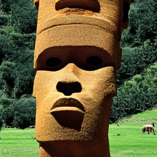 Prompt: extreme giga Chad face Easter island head