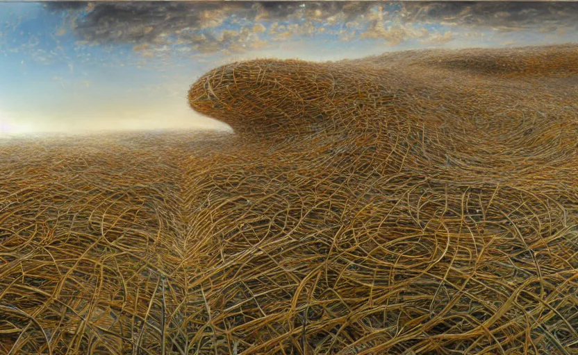 Prompt: photorealistic surreal landscape by peter gric