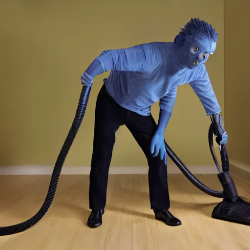 prompthunt: a photograph of a human-vacuum cleaner hybrid creature