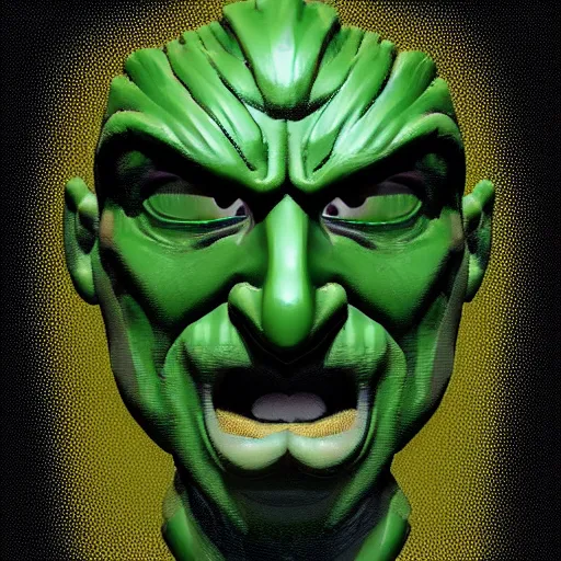 Prompt: a picture of a green man with his fist up, vector art by mor than, featured on deviantart, mingei, marvel comics, polycount, sketchfab