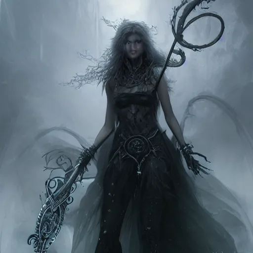 Image similar to kerli koiv, celtic witch, darkwave, darksynth, character portrait, sharp, digital matte painting, art by luis royo, greg rutkowski, wlop, dramatic lighting, trending on artstation