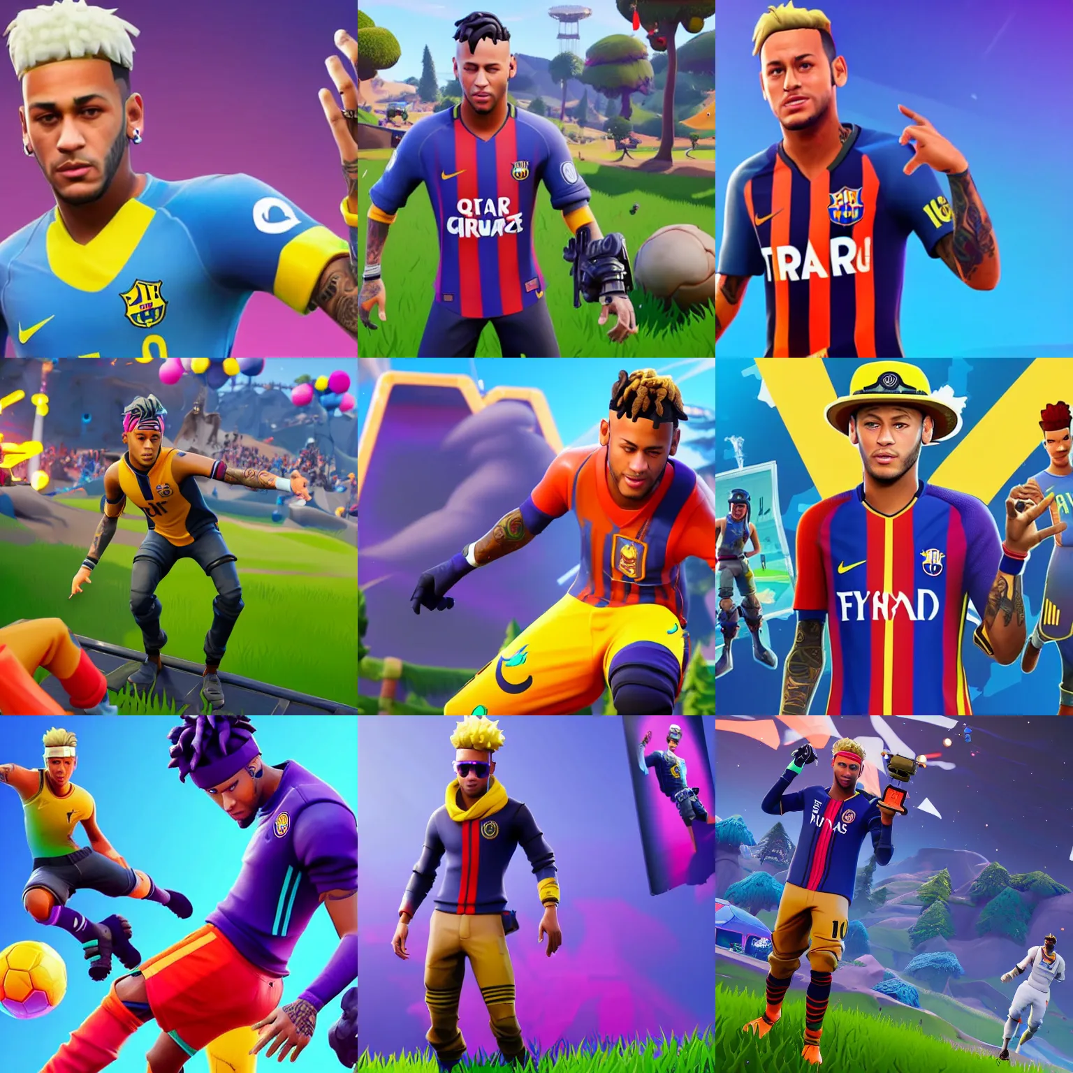 Prompt: neymar in fortnite, full body character