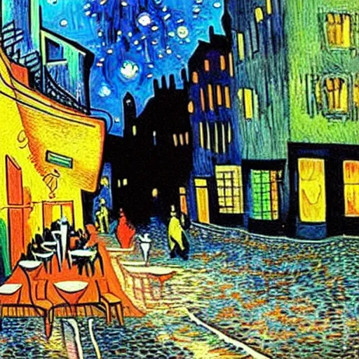 Image similar to a vincent van gogh painting of streets of rage 2