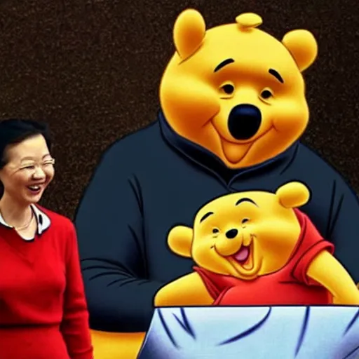 Image similar to Winnie the Pooh with the face of Xi Jinping, caricature