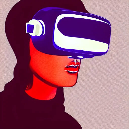 Image similar to cyberpunk bot wearing vr headset, sci - fi, portrait, illustration