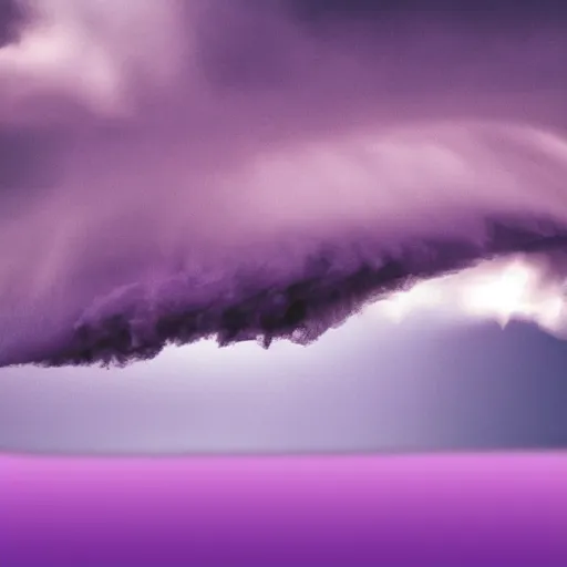 Prompt: tornado in the distance in a landscape, purple background