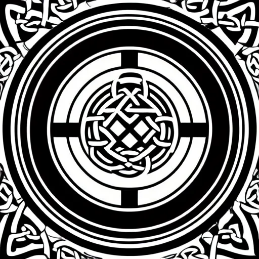 Image similar to graphic vector design of ancient christian trinity seal, black and white, trinity, celtic, catholic, old testament medallion, circular, intricate,