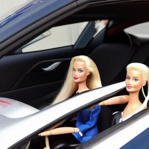 Prompt: a photo of elon musk driving a toy barbie convertible, trending on twitter