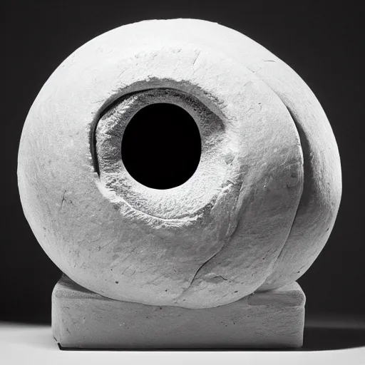 Image similar to an animorphasis sculpture of an eye, highly detailed, black and white