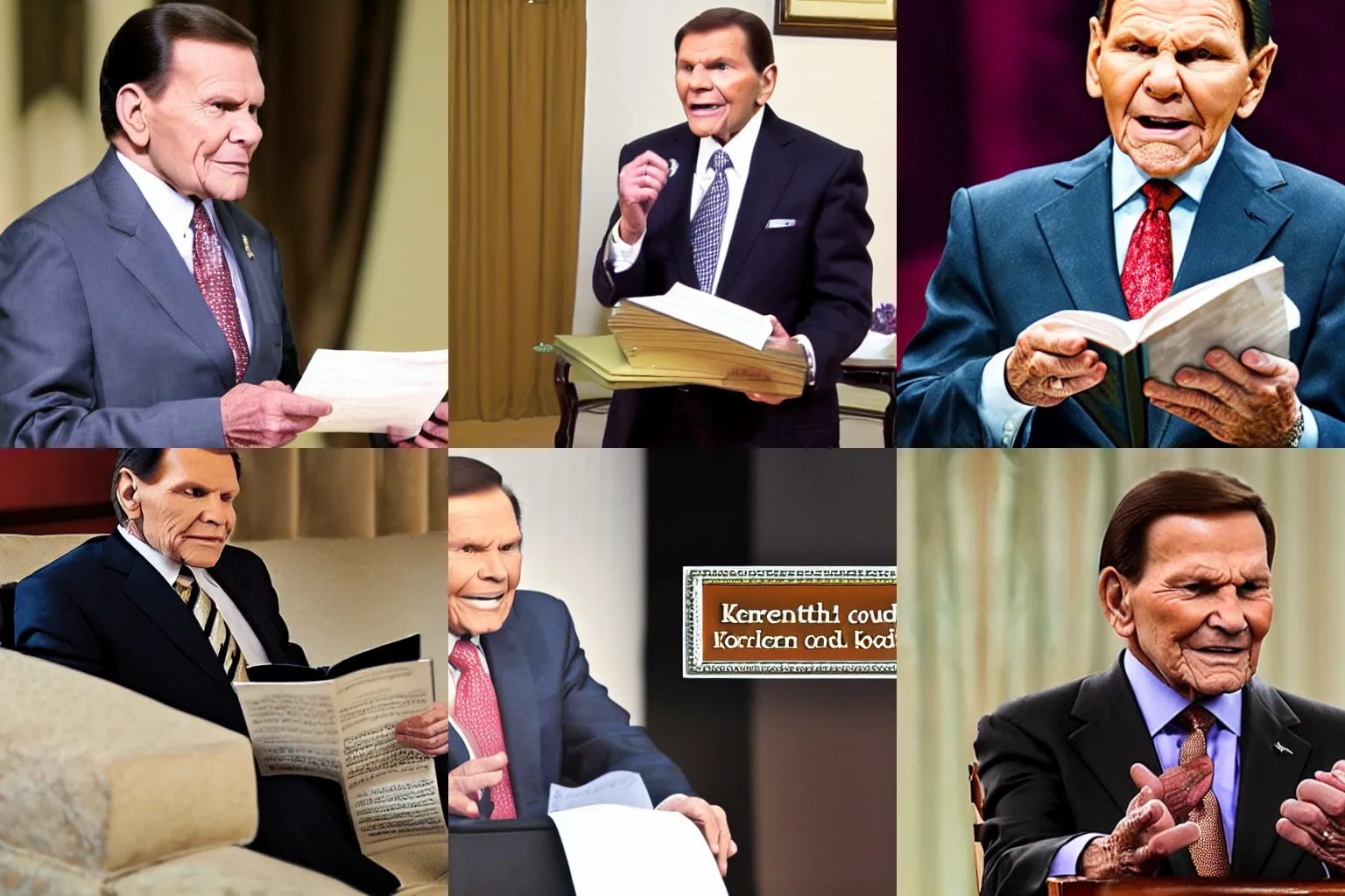 Prompt: kenneth copeland reading the koran