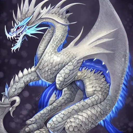Image similar to art of a anthropomorphic blue dragon with icy scales highly detailed artwork, furry art, Falvie, furaffinity, DeviantArt, trending on artstation