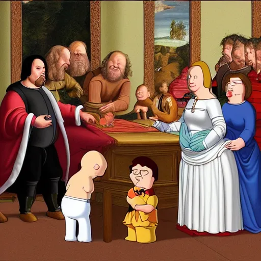 Image similar to family guy renaissance painting