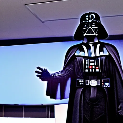 Image similar to photo of darth vader giving presentation in business meeting