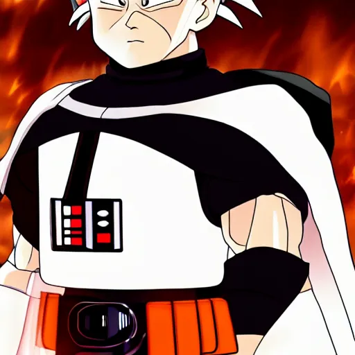 Prompt: Darth Vader as an anime character from Dragon Ball Z. Beautiful. 4K.