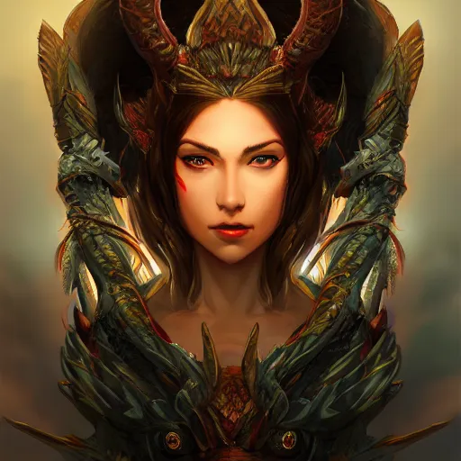 Prompt: stunning comic book style portrait painting of a dragon goddess, wide view, in the style of WLOP, 8k masterpiece, cinematic lighting, pristine and clean design, high fantasy, insanely detailed, atmospheric lighting,