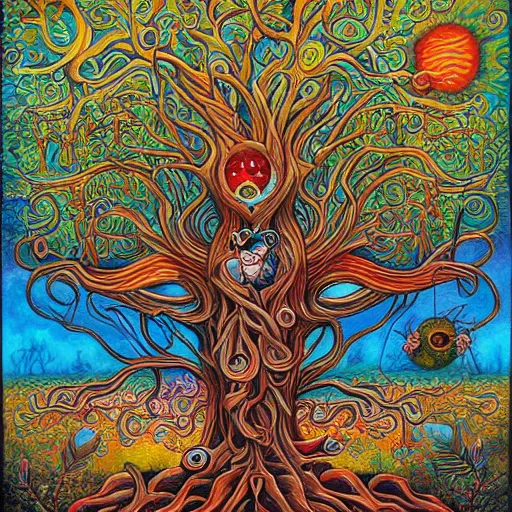 Image similar to tree of life painting by aaron brooks, chris dyer, android jones, and alex grey