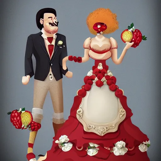 Prompt: wedding of two fruits trending on artstation