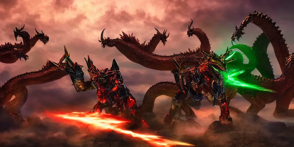 photorealistic art of Megazord fighting Tiamat the 5 | Stable Diffusion ...