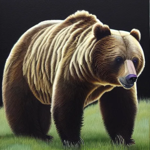 Prompt: grizzly bear painting, standing upright, very detailed, in the style of davinci