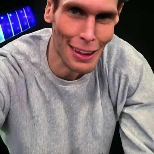 Image similar to an uncomfortably close picture of Jerma985, blurry, cryptid