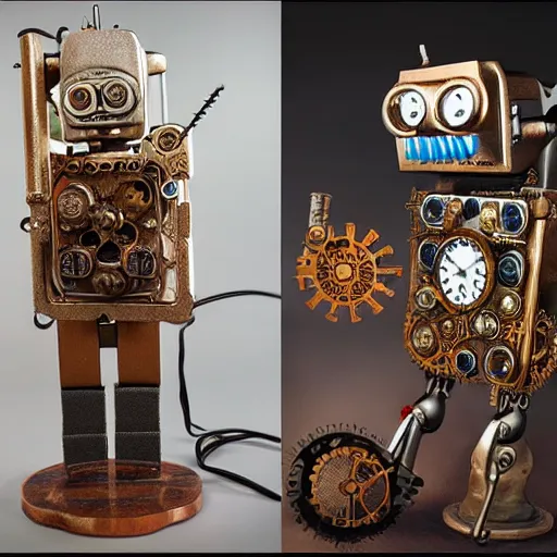 Image similar to Bob Ross as a clockwork robot steampunk style, highly detailed, intricate, various gears, studio lighting, award winning, by Chris Cole, Ken Draim, David Bowmen