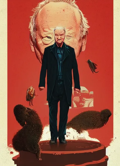 Image similar to poster artwork by Michael Whelan and Tomer Hanuka, Karol Bak Bill Murray the content judge, from scene from Twin Peaks, clean