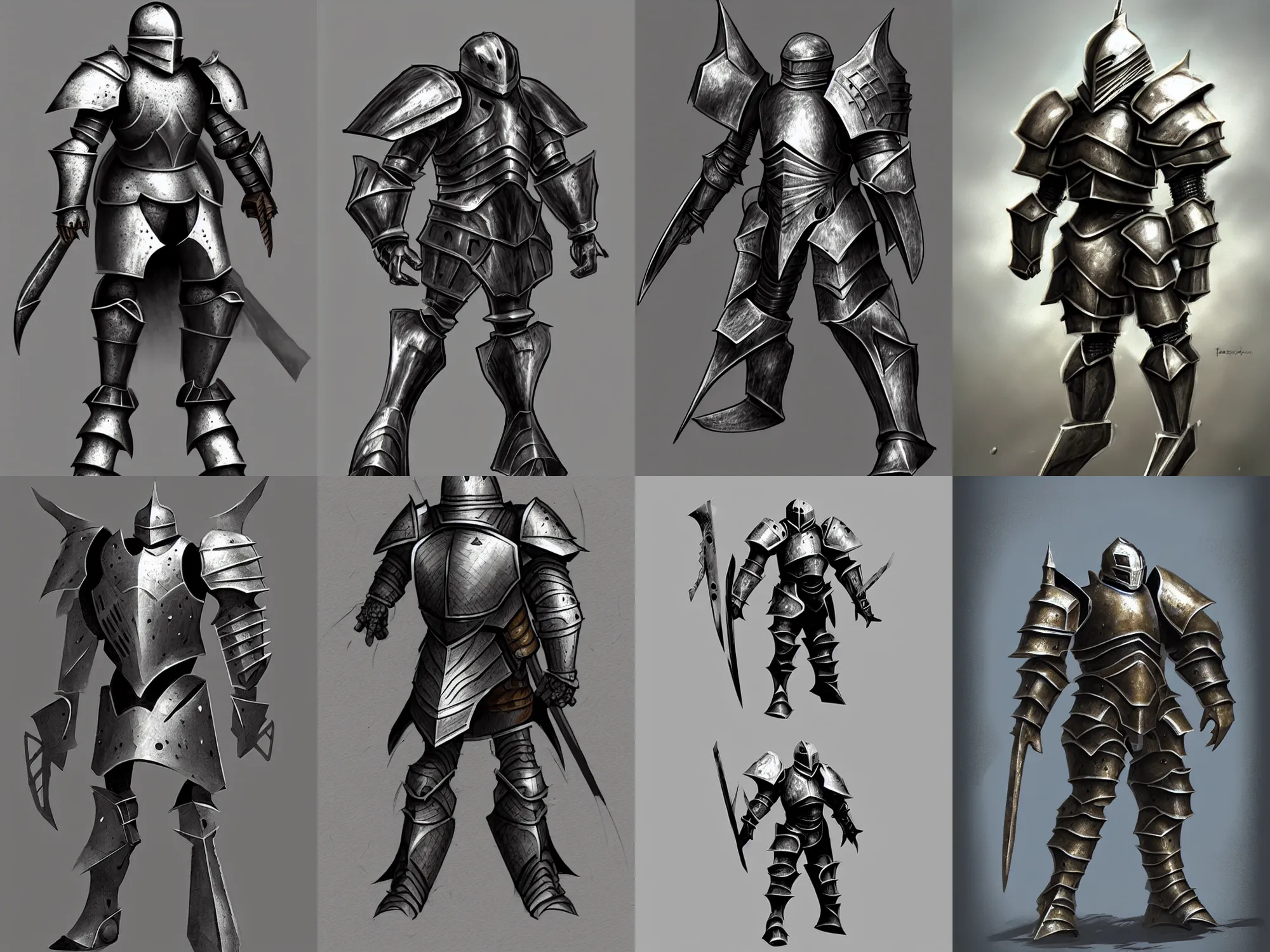 Prompt: armored knight, square body, fantasy concept art