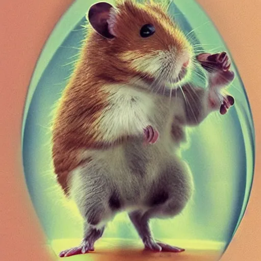 Image similar to “super strong hamster humanoid with muscles, flexing its arms”