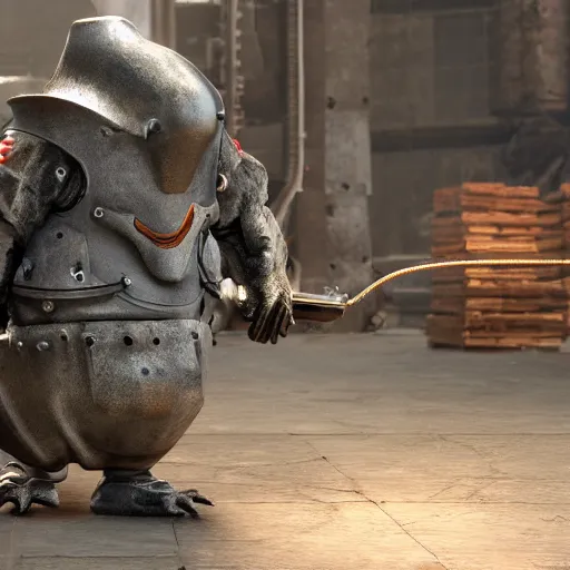 Image similar to Rat with mechanic armor, realistic, studio lighting, unreal engine, photorealistic, detailed