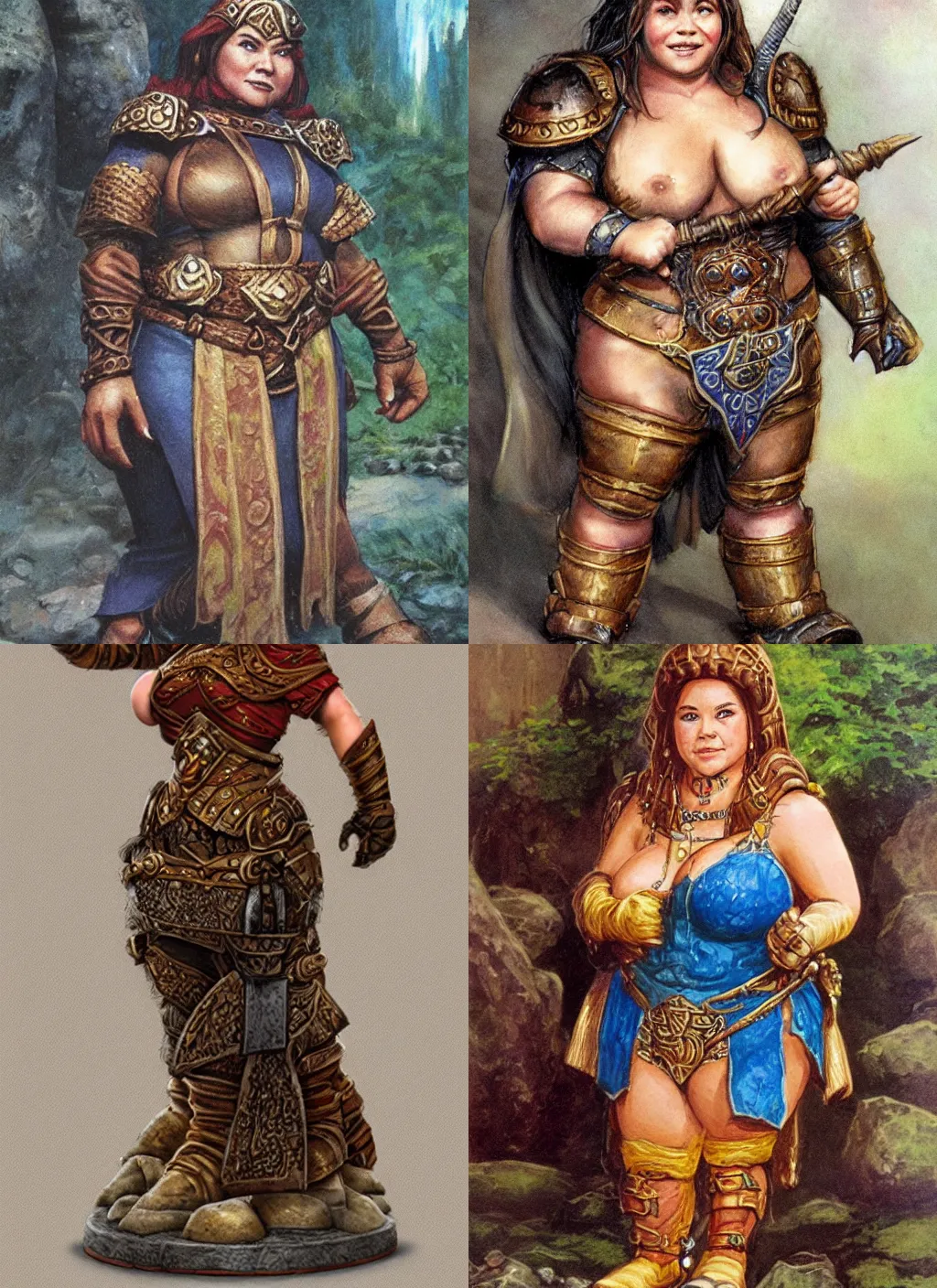 Prompt: female dwarven noblewoman, chubby short stature | waist-up | by jeff easley