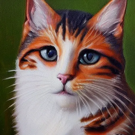 Prompt: cat, oil paining, highly realistic, romantic style