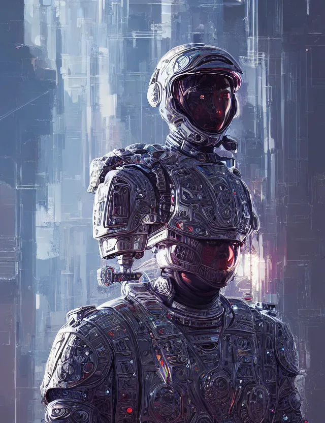 Image similar to futuristic soldier reflective chrome armor super intricate ornaments artwork by tooth wu and wlop and alena aenami and greg rutkows