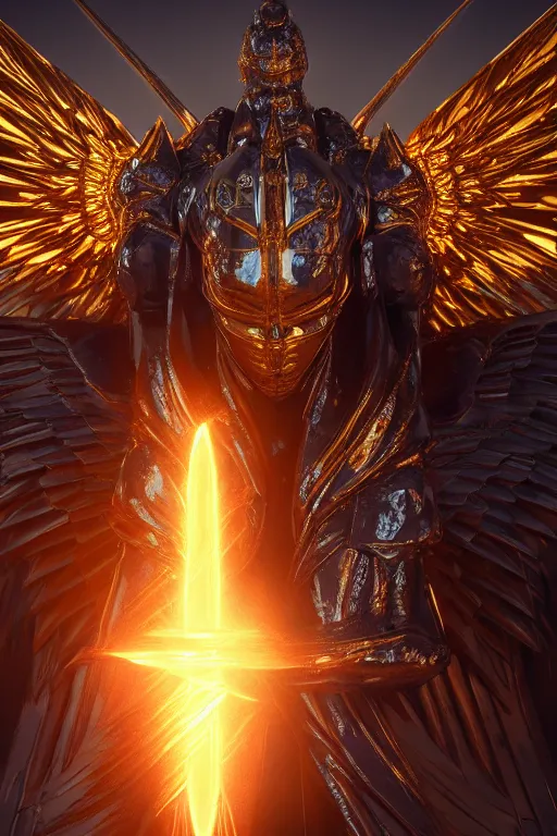 Image similar to archangel micheal by tsuyoshi nagano, illustration, cinematic lighting, hyperdetailed, 8 k, symmetrical, frostbite 3 engine, cryengine, dof, trending on artstation, digital art, crepuscular ray