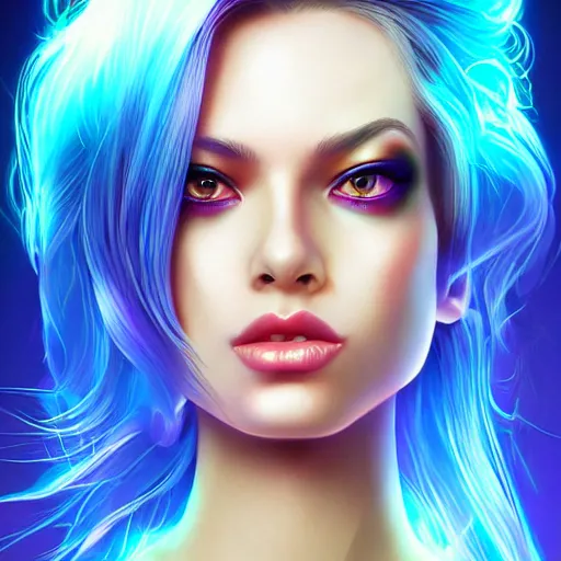 Image similar to electric woman, cute - fine - face, pretty face, oil slick hair, realistic shaded perfect face, extremely fine details, realistic shaded lighting, dynamic background, by katsuhiro otomo, artgerm